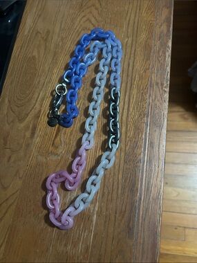 Gradient Resin PONO Italian chain necklace in Pink, Blue, Gray